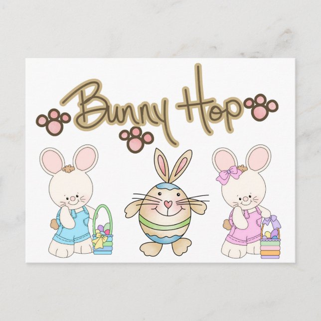 Carte postale Bunny Hop Pâques (Devant)