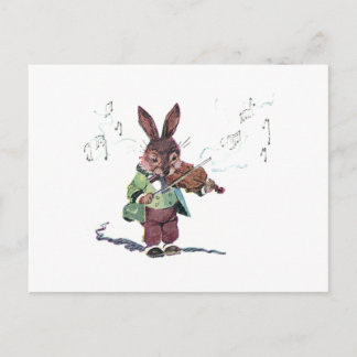 Carte Postale Bunny Jouer au violon