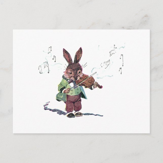 Carte Postale Bunny Jouer au violon (Devant)