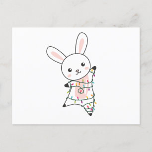 Carte Postale Bunny Merry Christmas Winter Animals Rabbits