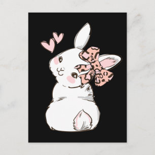 Carte Postale Bunny mignon lapin Leopard Bow Cravate Filles Femm