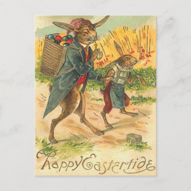 Carte postale Bunny Pâques vintage (Devant)