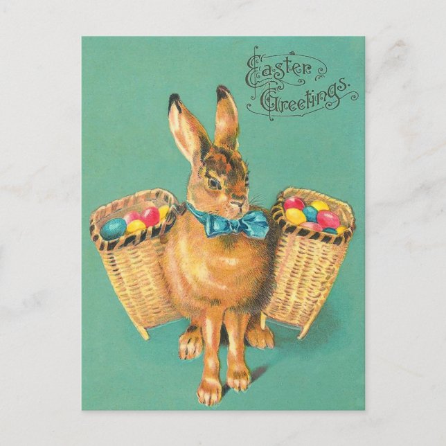 Carte postale Bunny Pâques vintage (Devant)
