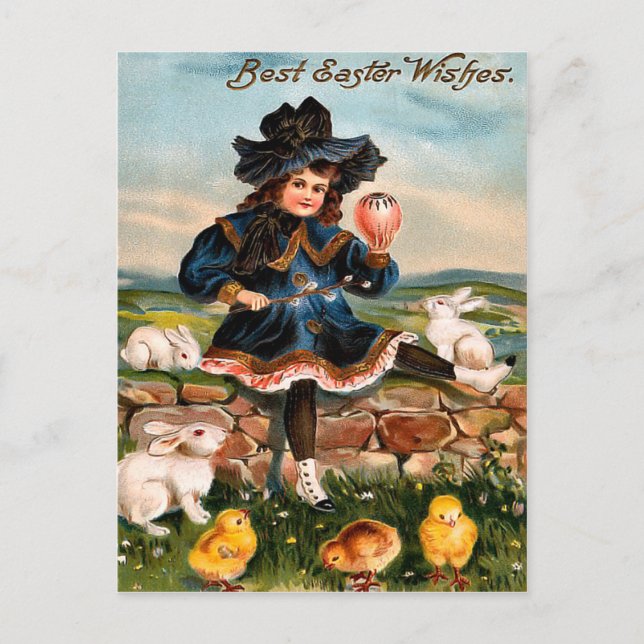 Carte postale Bunny Pâques vintage (Devant)