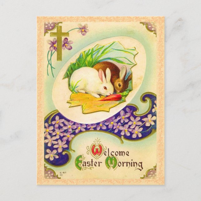 Carte postale Bunny Pâques vintage (Devant)