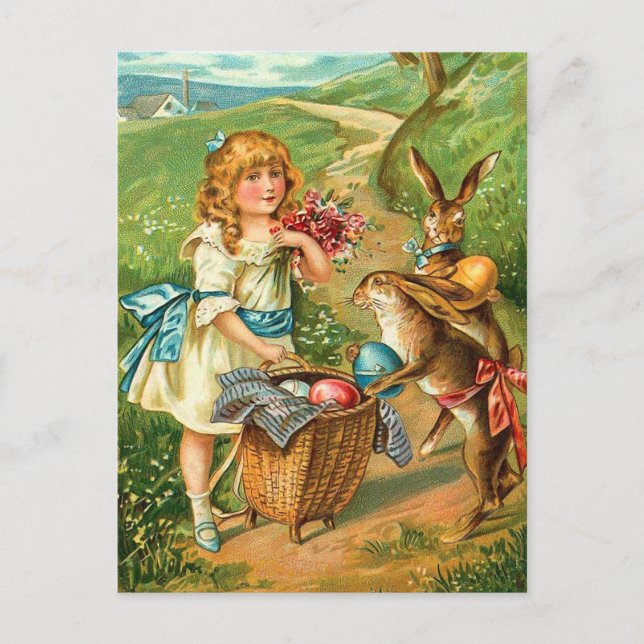 Carte postale Bunny Pâques vintage (Devant)