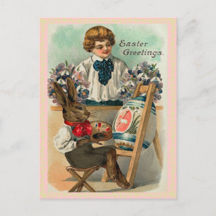 Carte postale Bunny Pâques vintage