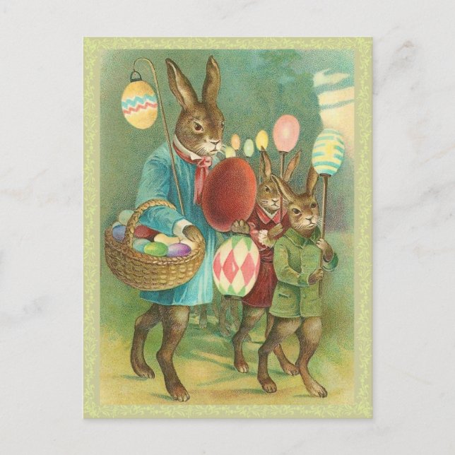 Carte postale Bunny Pâques vintage (Devant)