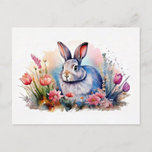 Carte postale Bunny Spring Aquarelle - Lapin Flora
