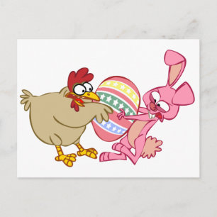 CARTE POSTALE BUNNY VS CHICKEN