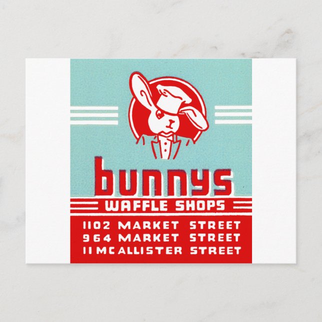 Carte Postale Bunnys Waffle Shops (Devant)
