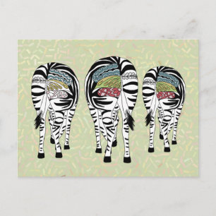 Carte Postale bunte Zebras