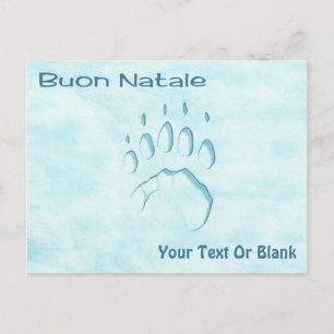 Carte Postale Buon Natale - Empreinte de patte de l'ours polaire