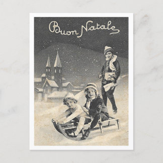 Carte Postale Buon Natale Vintage 1930 Italie scène de Noël