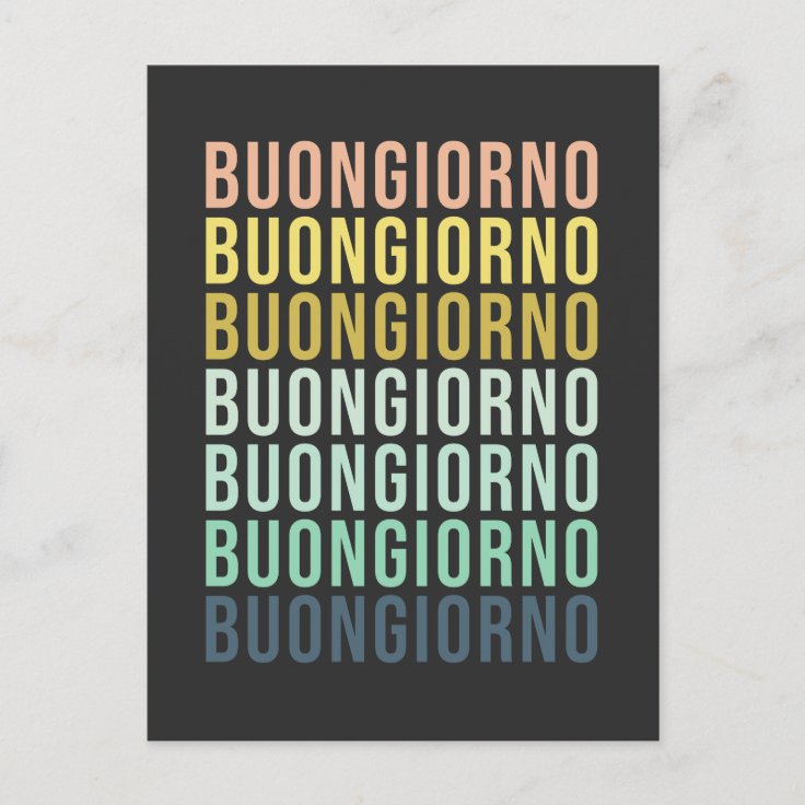 Carte Postale Buongiorno Italien Bonjour Typographie Mignonne Co Zazzle Fr