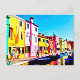 Carte Postale Burano, peinture d'aquarelle de Venise