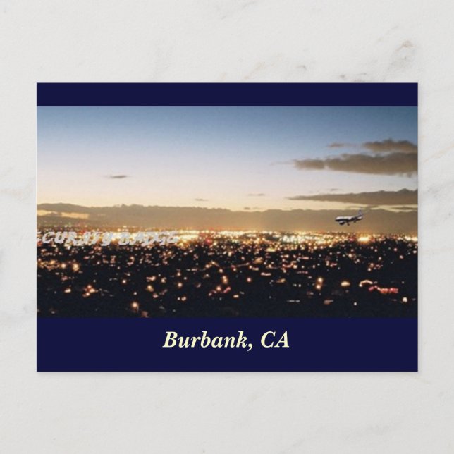 Carte Postale Burbank Nightscape, Burbank, CA (Devant)