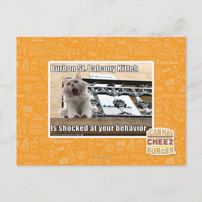 Carte Postale Burbon St Balcony Kitteh (Devant)