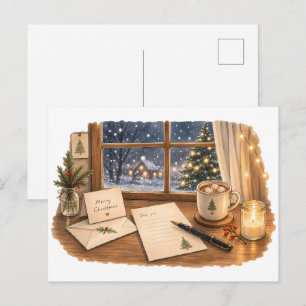 Carte Postale Bureau d'écriture de lettre de Noël pour la papete