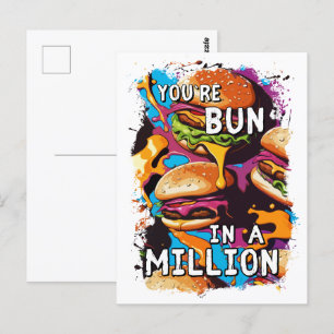 Carte Postale BURGER Bun drôle dans un million de jeu de mot pou