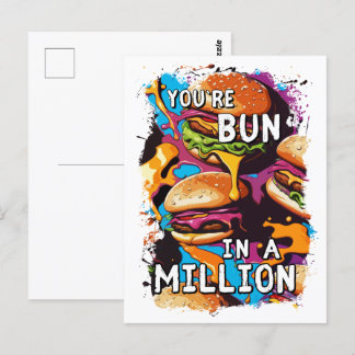 Carte Postale BURGER Bun drôle dans un million de jeu de mot pou