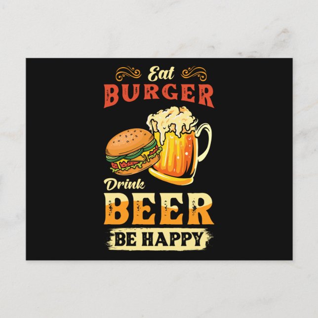 Carte Postale Burger Et Bière (Devant)