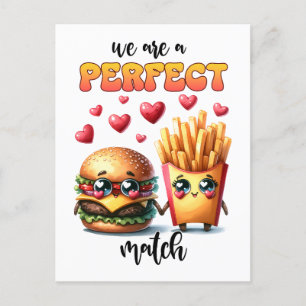 Carte Postale Burger et Fries Punny Valentine