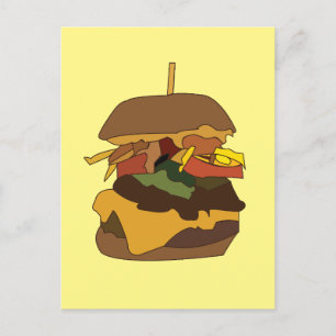 Carte Postale Burger Hamburger Burger Love Illustration