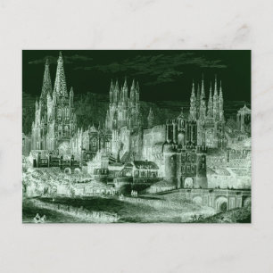 Carte Postale Burgos Cathedral Gothic Engraving Negative Vintage