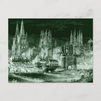 Carte Postale Burgos Cathedral Gothic Engraving Negative Vintage