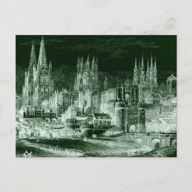 Carte Postale Burgos Cathedral Gothic Engraving Negative Vintage (Devant)