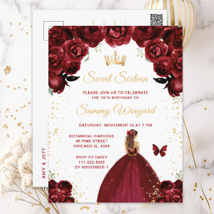 Carte Postale Burgundy Cheveux Bruns Princesse Sweet Seize Ans