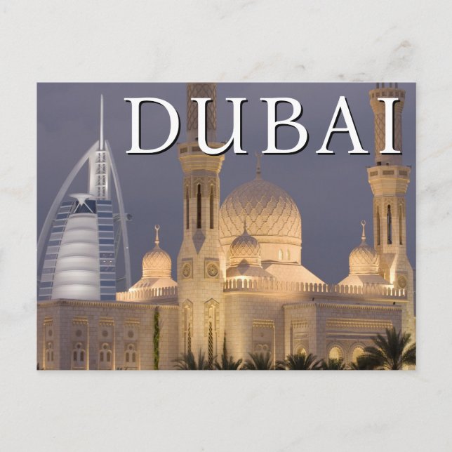 Carte Postale Burj al Arab | Mosquée le soir Dubaï (Devant)