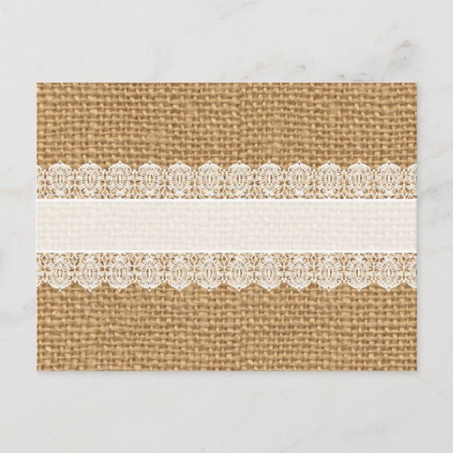 Carte Postale Burlap avec dentelle délicate - Shabby style chic (Devant)