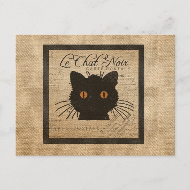 Carte Postale Burlap Le Conversation Noir French Le chat noir (Devant)