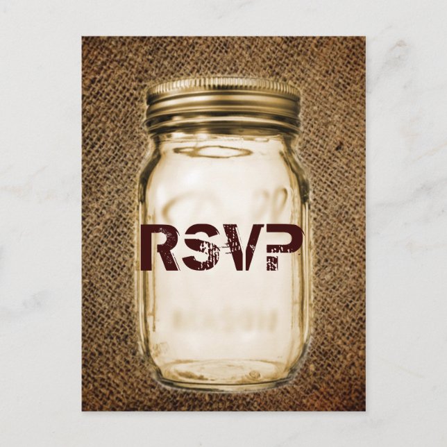 Carte Postale burlap mason jar western country extérieur mariage (Devant)
