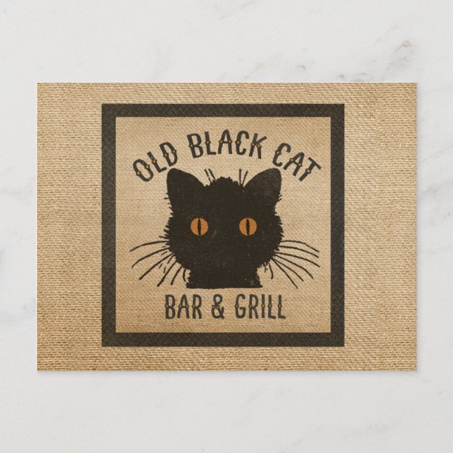 Carte Postale Burlap Old Black CAt Bar and Grill (Devant)