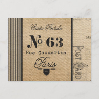 Carte Postale Burlap Postage Vintage Pays Français