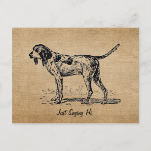 Carte Postale Burlap Vintage Bonjour Chasse aux oiseaux