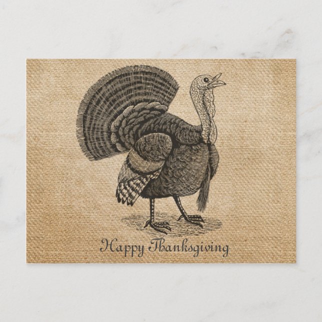 Carte postale Burlap Vintage Turquie Thanksgiving (Devant)