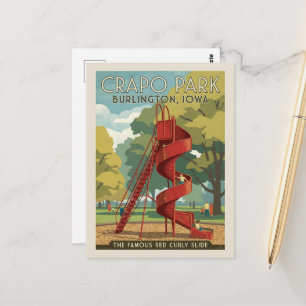 Carte Postale Burlington, Iowa Crapo Park toboggan rouge rétro
