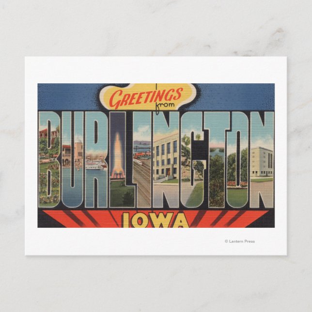 Carte Postale Burlington, Iowa - Grandes Lettres Scènes 2 (Devant)