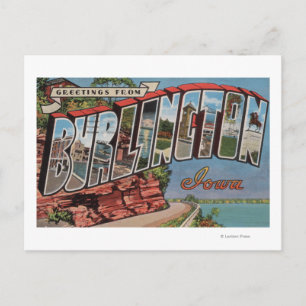 Carte Postale Burlington, Iowa - Scènes de grandes lettres