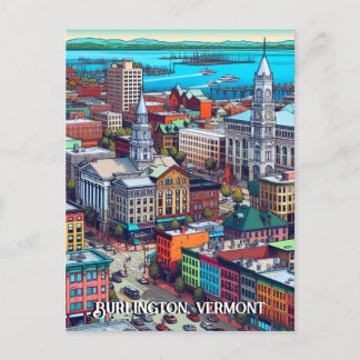 Carte Postale Burlington, Vermont Comic Style Art