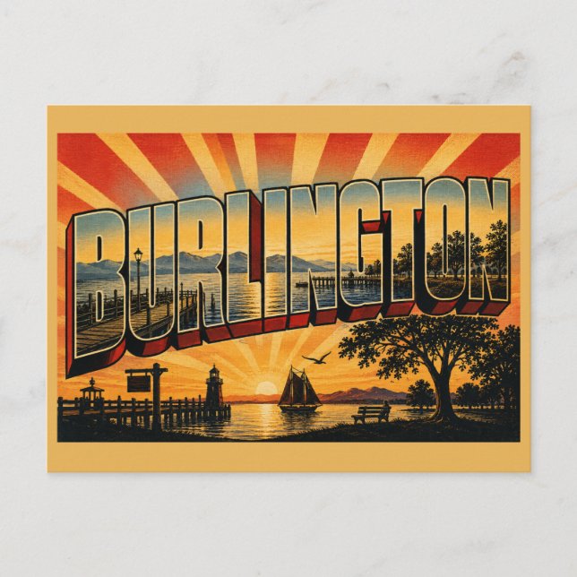 Carte Postale Burlington VT Rives du lac Champlain Art (Devant)