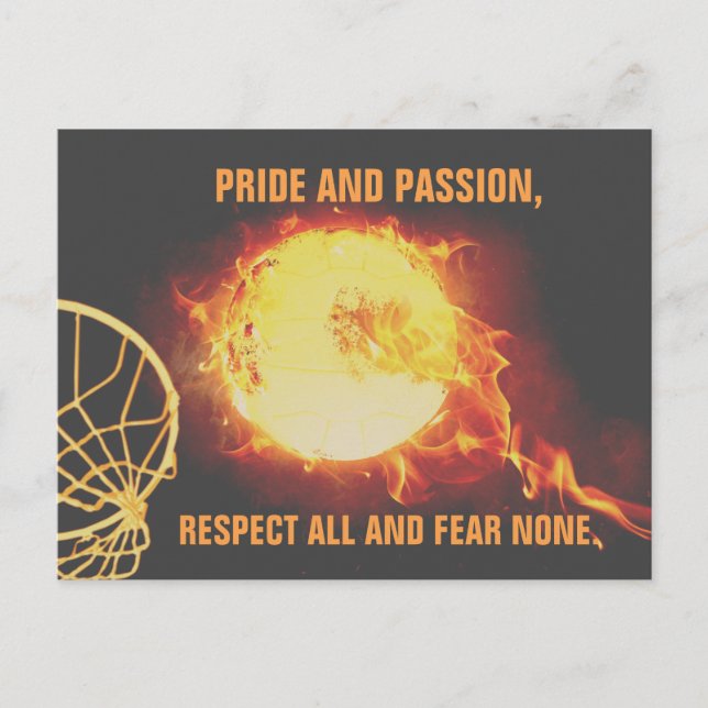 Carte Postale Burning Ball Netball Image Thème Avec Slogan (Devant)