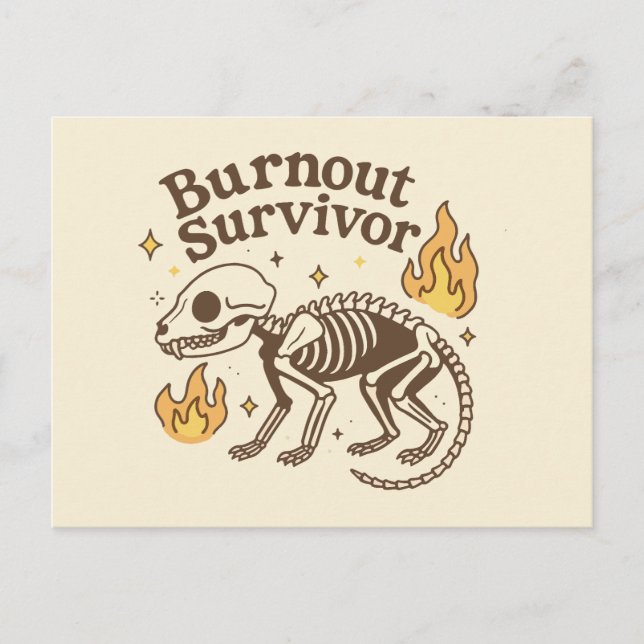 Carte Postale Burnout Survivor Possum Skeleton (Devant)
