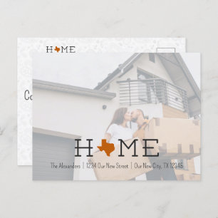 Carte Postale Burnt Orange HOME Texas Moving Faire-part