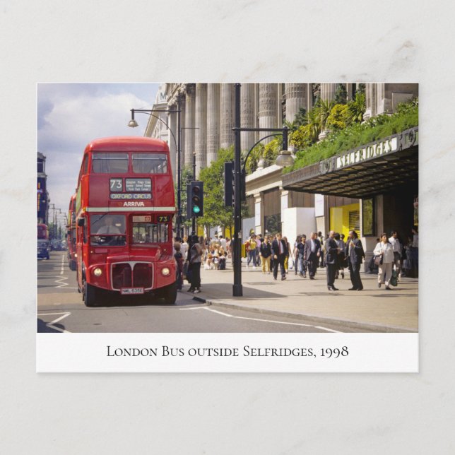Carte Postale Bus de Londres à Selfridges à Oxford St 1998 (Devant)