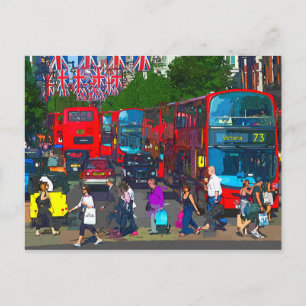 Carte Postale Bus rouges Londres UK